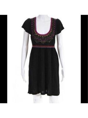 𝅺nanette Lepore embellished knit lightweight boho dress extra small